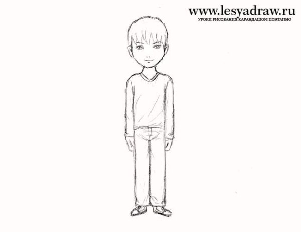 Рисунок человека мальчика карандашом