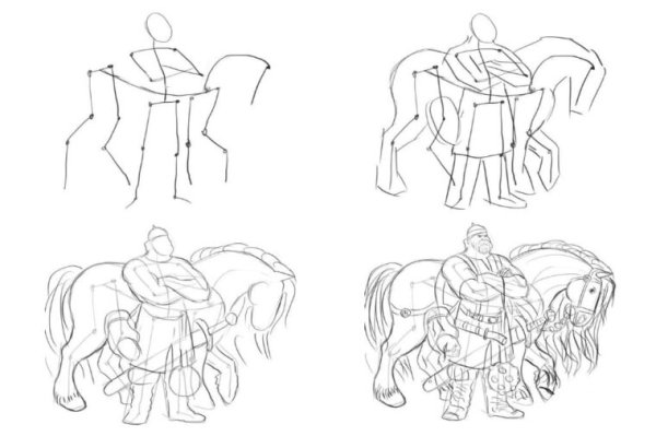 Илья Муромец и Святогор рисунок