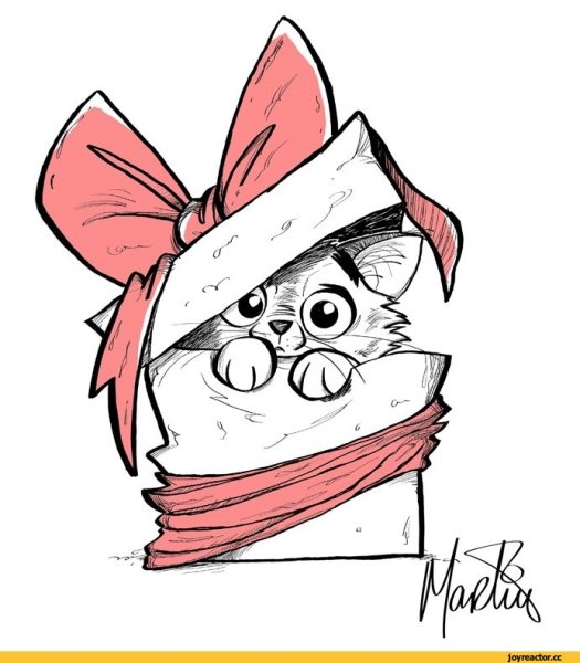 Новогодний котик для срисовки