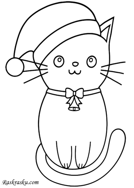 Раскраски новогодние котята