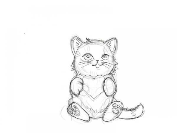 Рисунок котёнка карандашом для срисовки