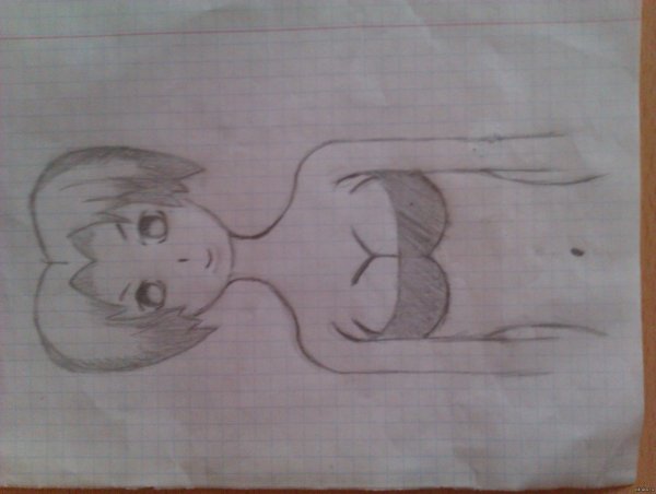 Рисунок девочки на альбомном листе