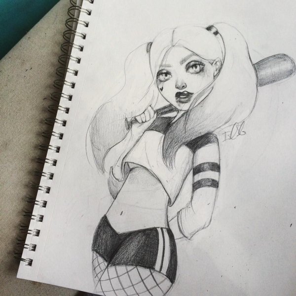 Срисовка Харли Квинн лёгкая