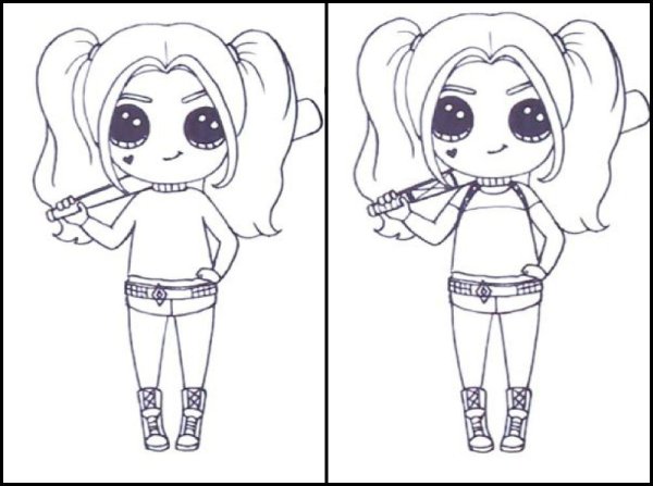 Харли Квинн Чиби раскраска