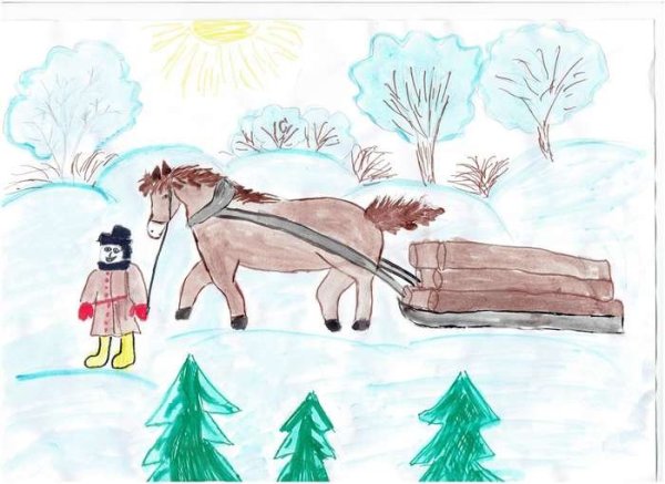 Рисунок к стихотворению крестьянские дети