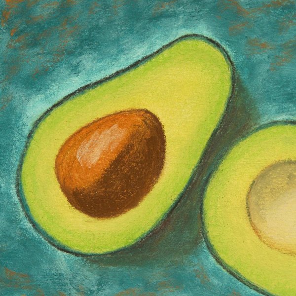 Авокадо красками акварель