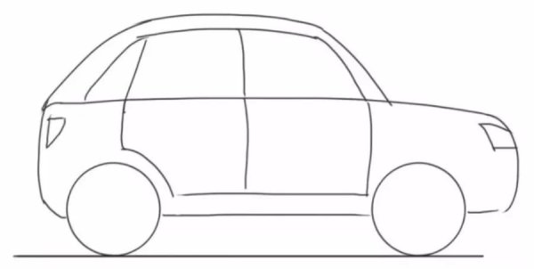 Рисунок машины сбоку карандашом поэтапно