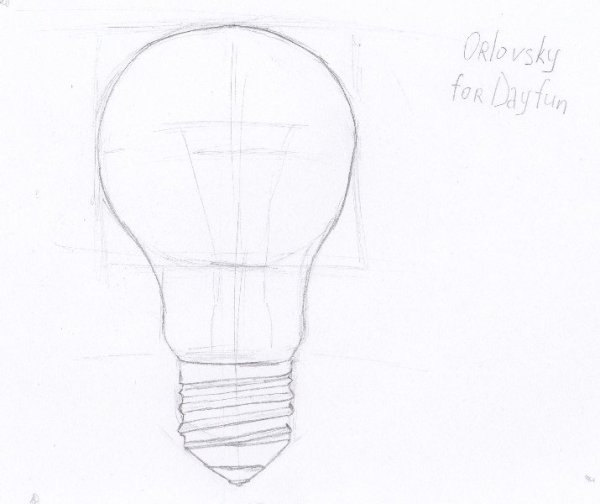 Лампочка рисунок карандашом
