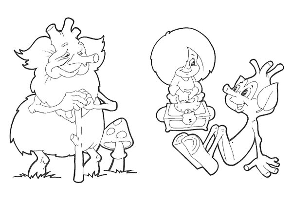 Раскраска баба Яга и Леший