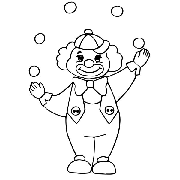 Клоун раскраска для малышей