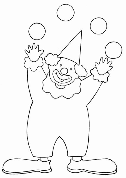 Веселый клоун раскраска