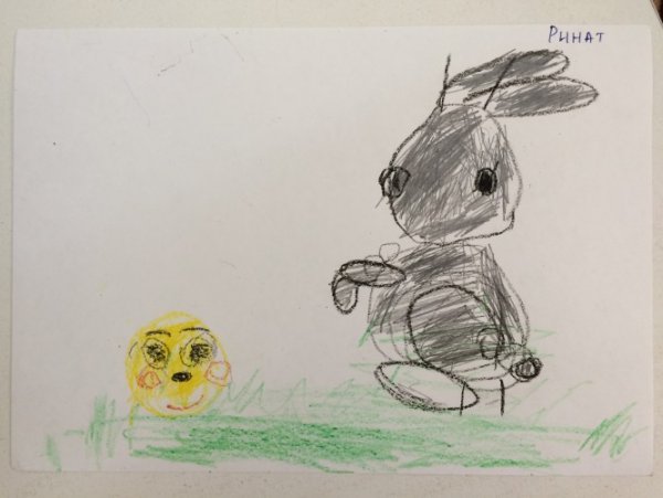 Заяц рисование с колобком