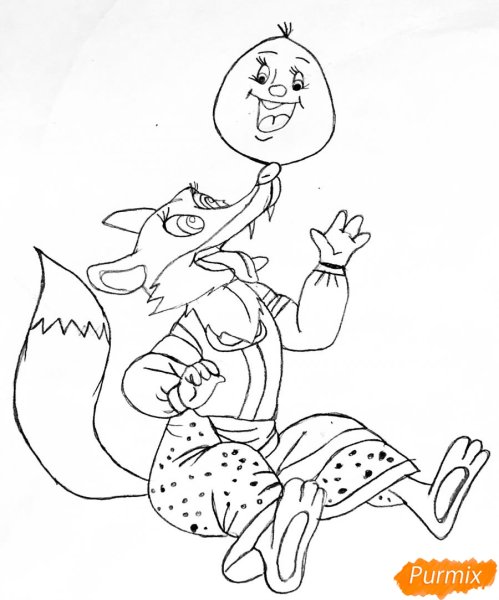 Лиса и Колобок раскраска