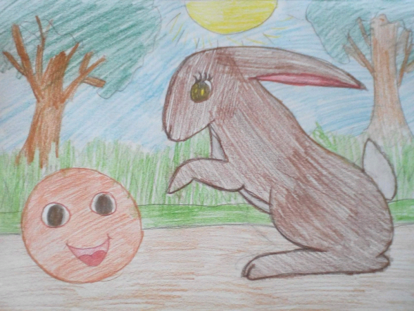 Колобок рисунок детский