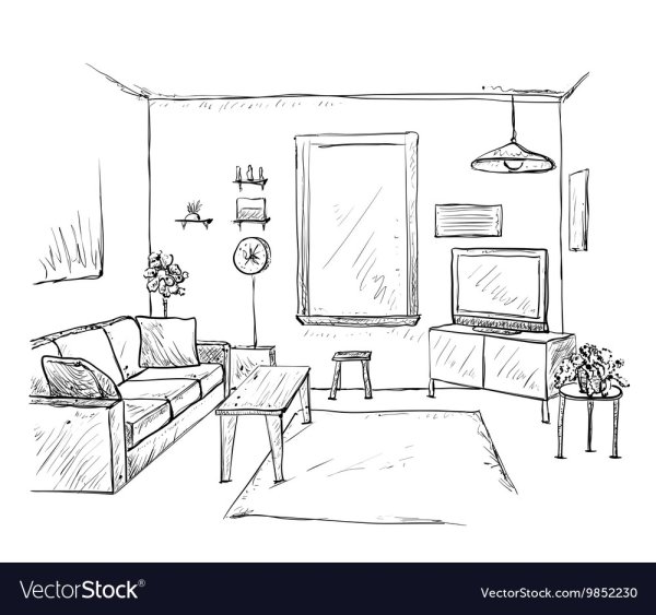 Рисунок комнаты для срисовки