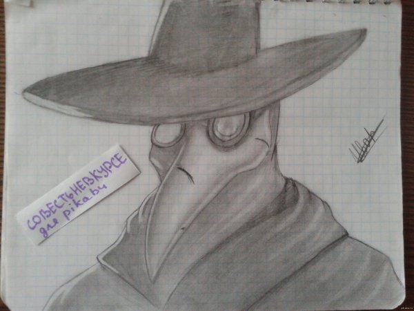 Маска чумного доктора рисунок легкий