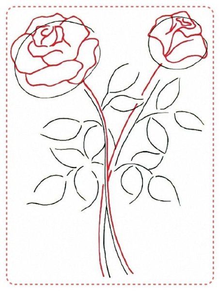Рисунки букета роз по этапно