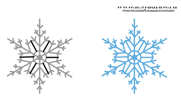 Снежинка рисунок карандашом
