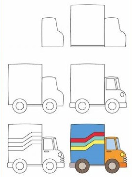 Поэтапное рисование грузовой машины