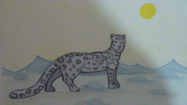 Снежный Барс сбоку рисунок