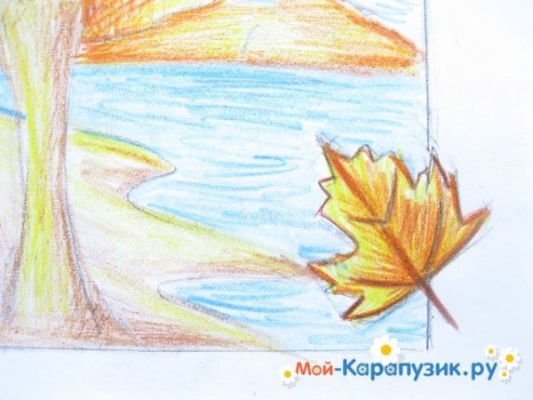 Рисунки на осеннюю тему цветными карандашами легкие