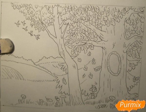 Рисунок на тему осень карандашом