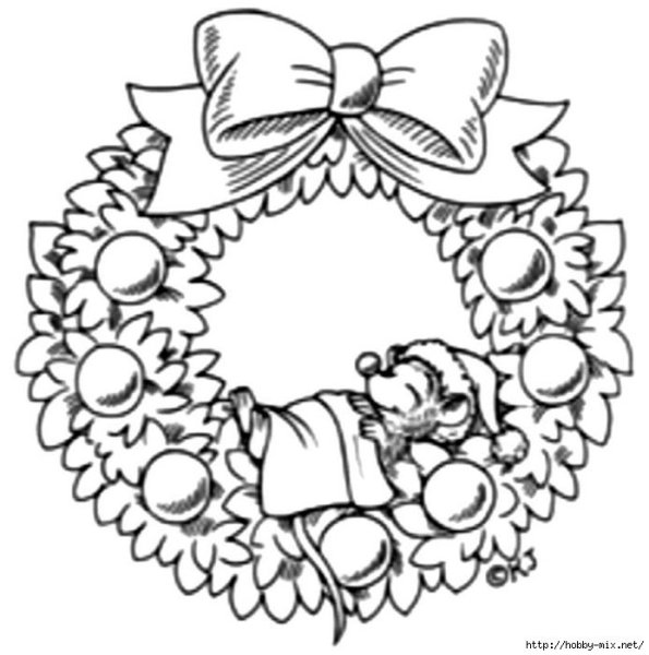 Рождественские венки для раскрашивания
