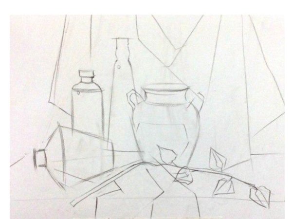 Поэтапность рисования декоративного натюрморта