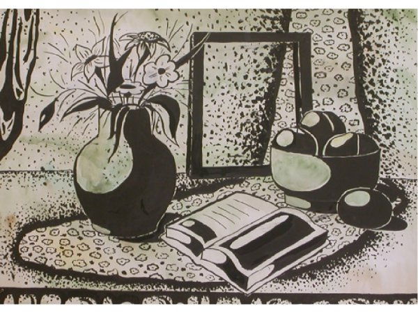 Декоративный натюрморт в графике