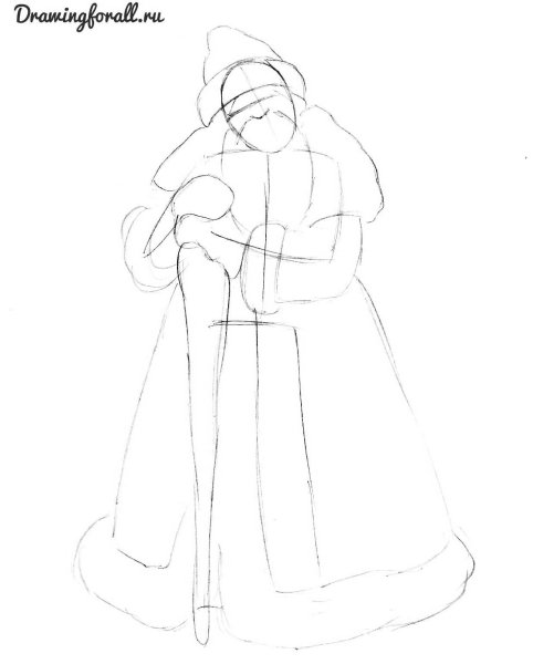 Дед Мороз пошагово карандашом