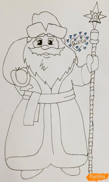 Дед Мороз набросок карандашом