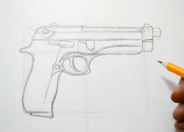 Пистолет рисунок карандашом