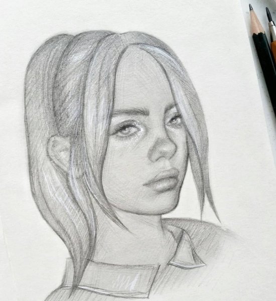 Портрет Билли Айлиш карандашом