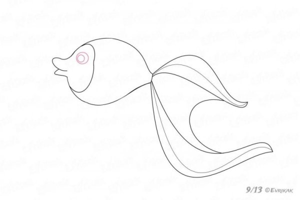 Золотая рыбка рисунок карандашом