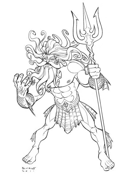 Тритон отец Ариэль раскраска