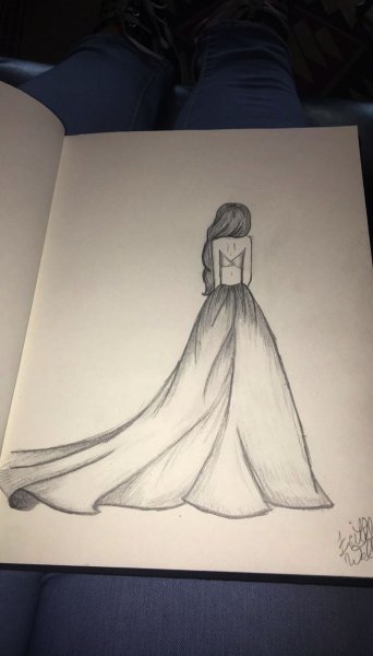 Девушка в платье рисунок легкий