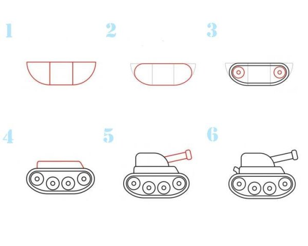 Танк т-34 рисунок поэтапно