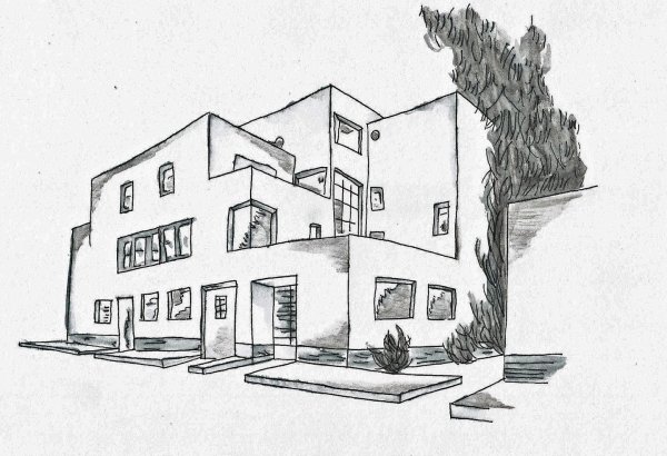 Дом в современном стиле карандашом