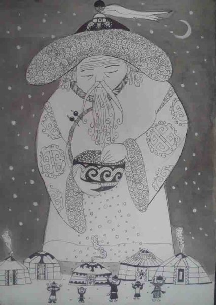 Белый месяц рисунки