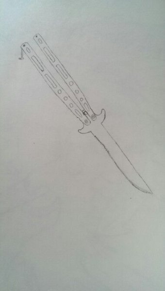 Нож бабочка карандашом