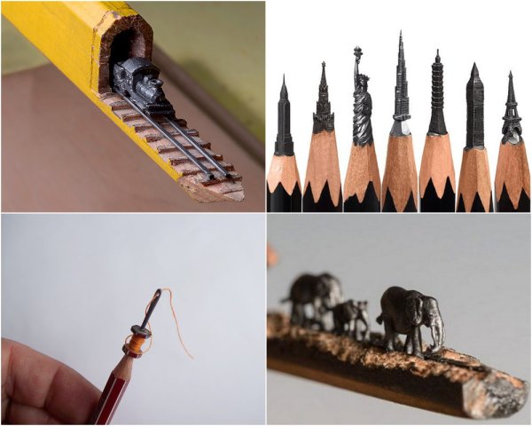 Резьба на грифеле карандаша