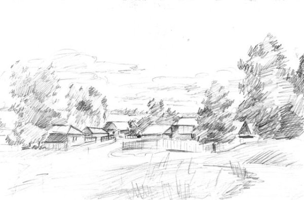 Наброски сельского пейзажа