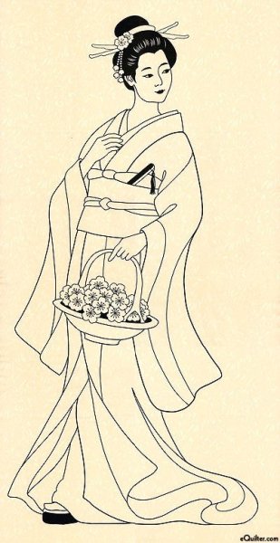 Девушка в кимоно раскраска