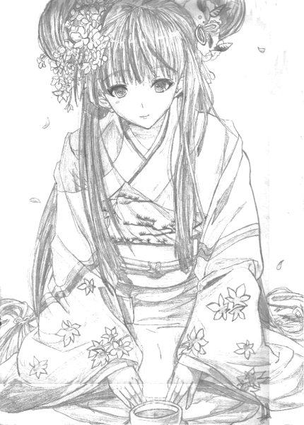 Японский костюм девушки для срисовки