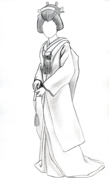 Японка рисунок карандашом