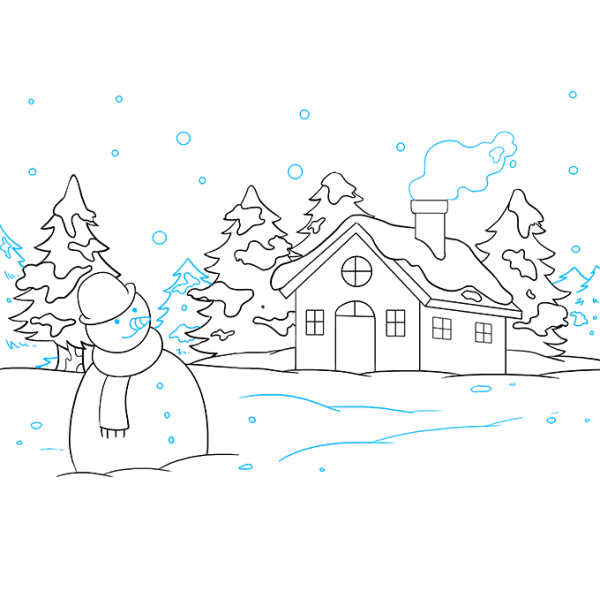 Зимний рисунок карандашом
