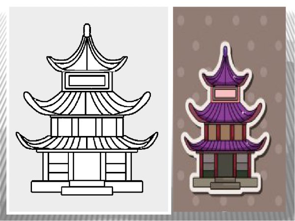 Китайский храм карандашом
