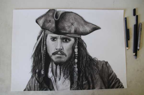 Портрет Джека воробья раскраска