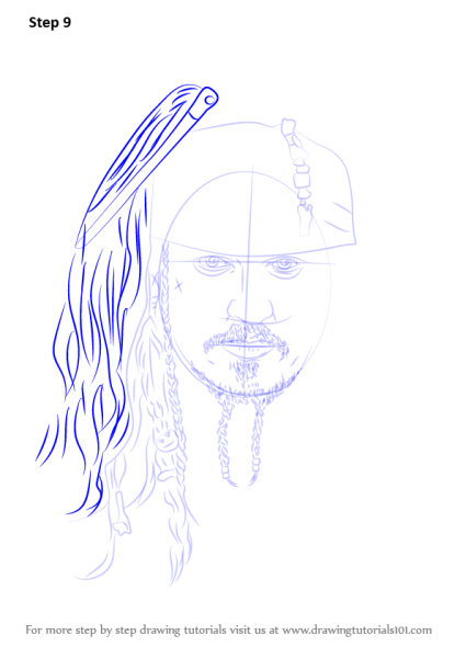 Нарисовать Джека воробья поэтапно