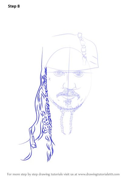 Поэтапное рисование Джек Воробей